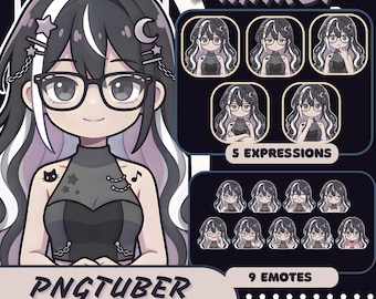 PNGtuber Avatar + Emote Pack – Marcy Anime Chibi Premade for Twitch & Discord