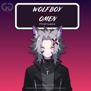 Avatar PNGTuber de Omen Wolf Boy: personaje prediseñado para streaming en Twitch y Discord