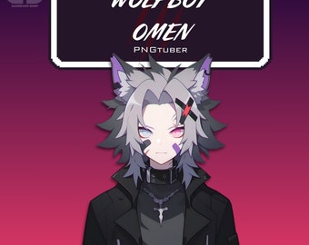 PNGTuber Wolf Boy Omen | VTuber Avatar For Gaming Streaming | Premade Png Tuber | Discord Twitch Game Streamer Emotes