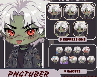 PNGtuber Avatar + Emote Pack – Ketch Anime Chibi Premade for Twitch & Discord