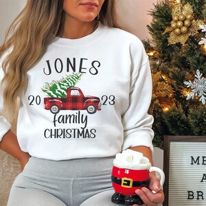 Custom Family Name Sweatshirt Christmas Family Shirt for Christmas Name Shirt Family Christmas Picture Matching Pajama Shirt for Family