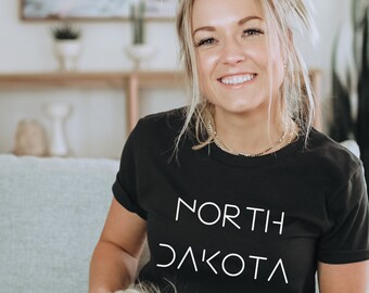 North Dakota Tee North Dakota Shirt North Dakota Minimalist Tee Shirt North Dakota Top North Dakota Gift State Shirt North Dakota Mom Shirt