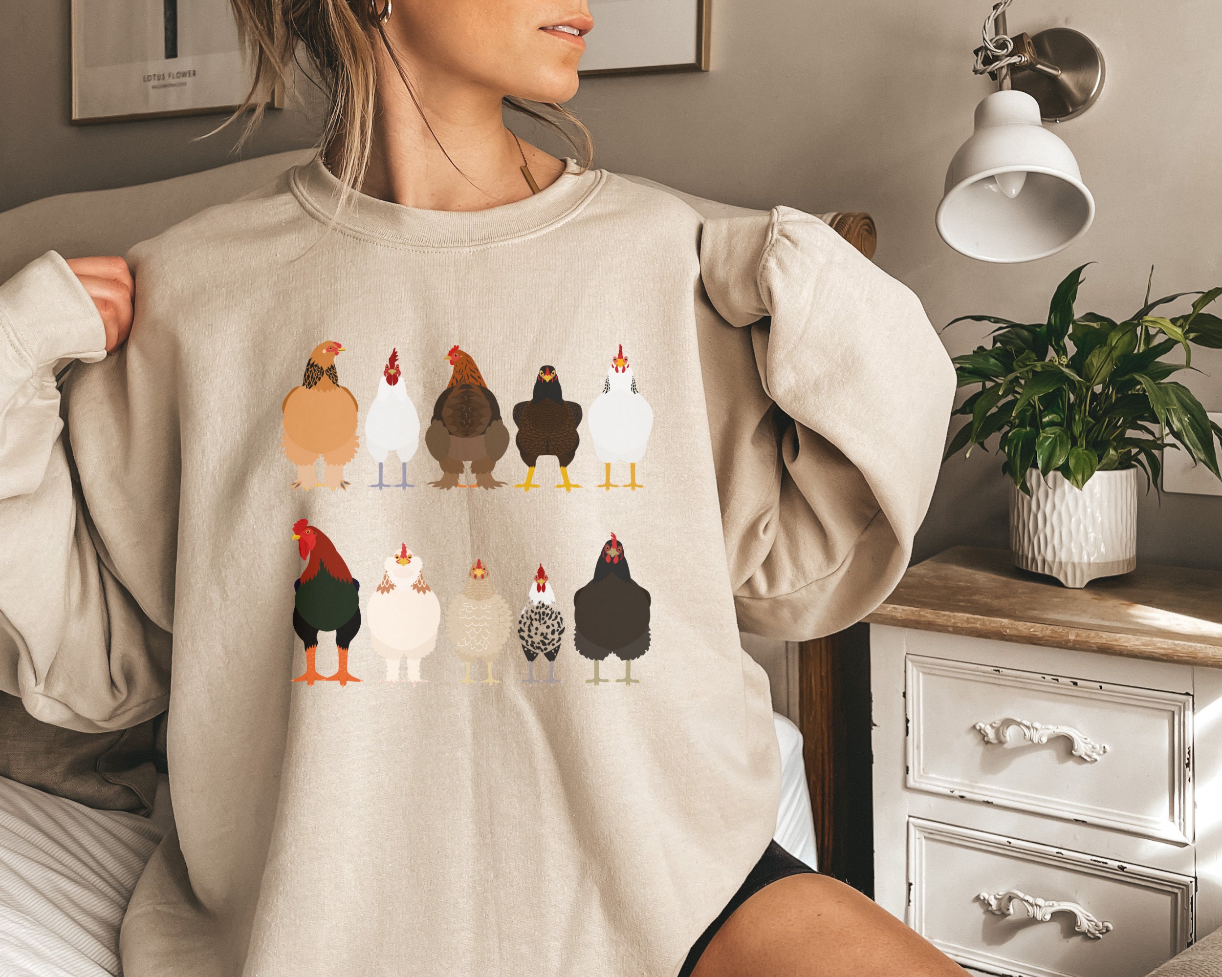 Floral Chicken Print Long Sleeve Sweatshirt main image 1