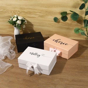 Large Black Gift Box 13 x 10 x 4.7 inch with Magnetic Lid - Bridesmaid  Proposal Gift Box