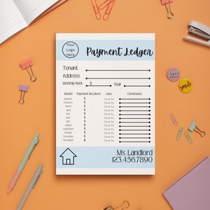 Rent Payment Ledger Template - Rental Receipt Template - Monthly Rental Payment Ledger - Rent Receipt Book