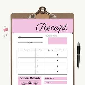 3 Pack - Receipt Download, Receipt, Small Business Receipt, Invoice Receipt, Business Receipt, Pink Receipt, PDF Receipt Download