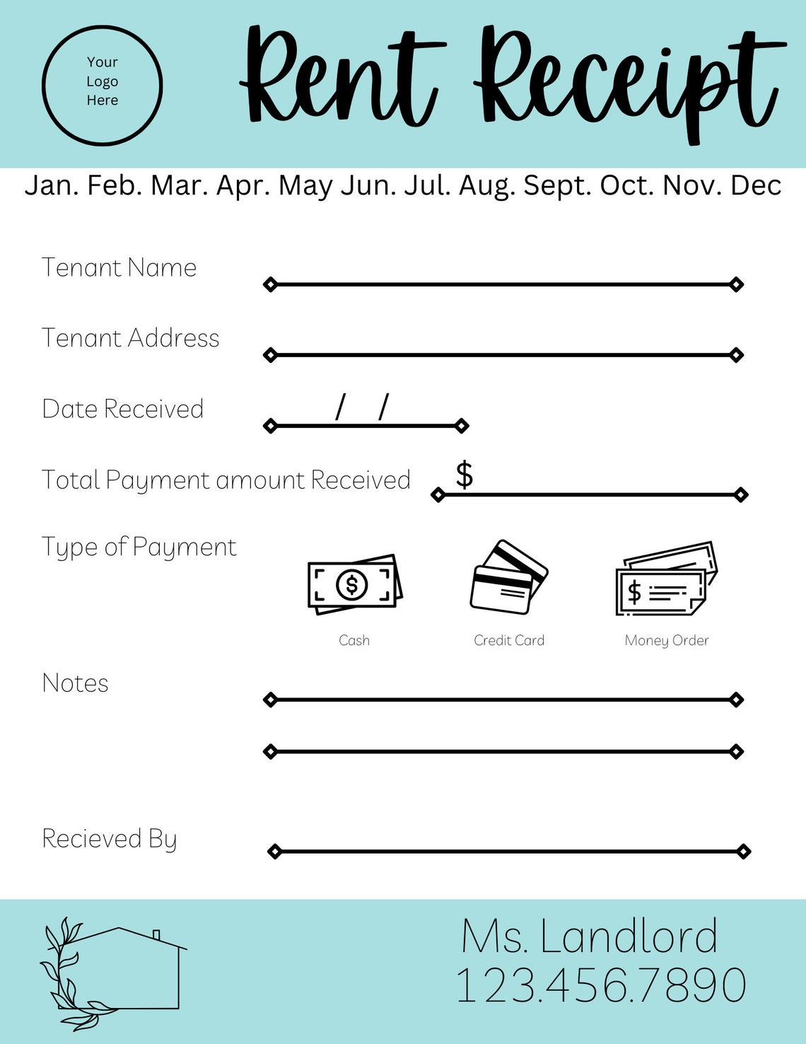 Rent Receipt Template - Rent Receipt - for Landlords - Real Estate ...