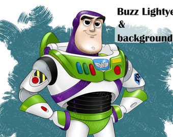 Buzz Lightyear PNG, digital product, color illustrations, Buzz Lightyear clipart for print, Cartoon character, instant download, Toy Story