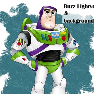 Buzz Lightyear PNG, digital product, color illustrations, Buzz Lightyear clipart for print, Cartoon character, instant download, Toy Story