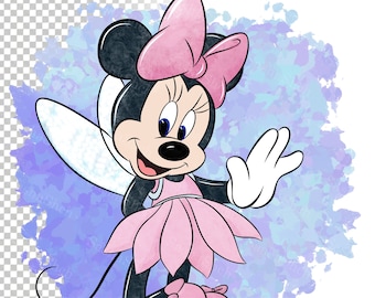 Minnie Mouse PNG, Minnie Mouse fairy clipart, Minnie Mouse watercolor clipart, Minnie unicorn clipart png