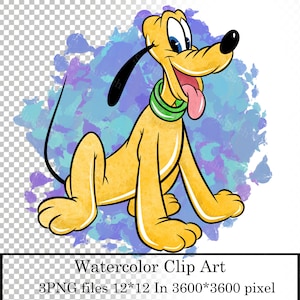 Pluto clipart, Pluto PNG ,digital product ,color illustrations , clipart, watercolor picture, scrapbooking, for print, watercolor