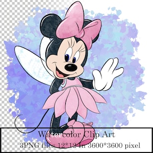 Minnie Mouse PNG, Minnie Mouse hada clipart, Minnie Mouse watercolor clipart, Minnie unicorn clipart png