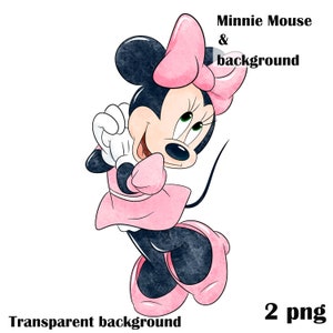 Minnie Mouse PNG, Minnie clipart, Minnie Mouse watercolor clipart, Minnie png, Pink Minnie mouse png image 2