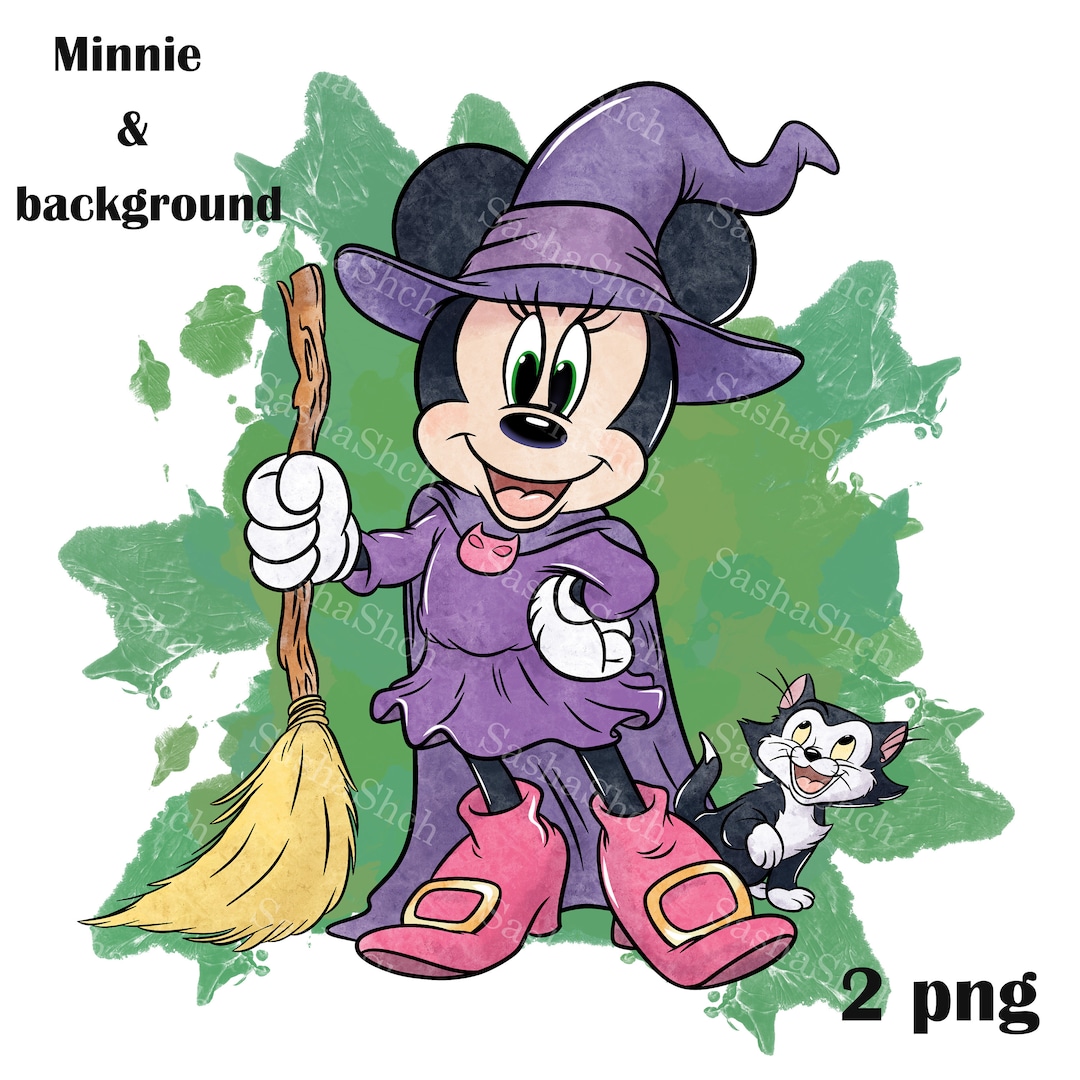Minnie Mouse Halloween PNG, Minnie Mouse Witch Clipart, Minnie Mouse