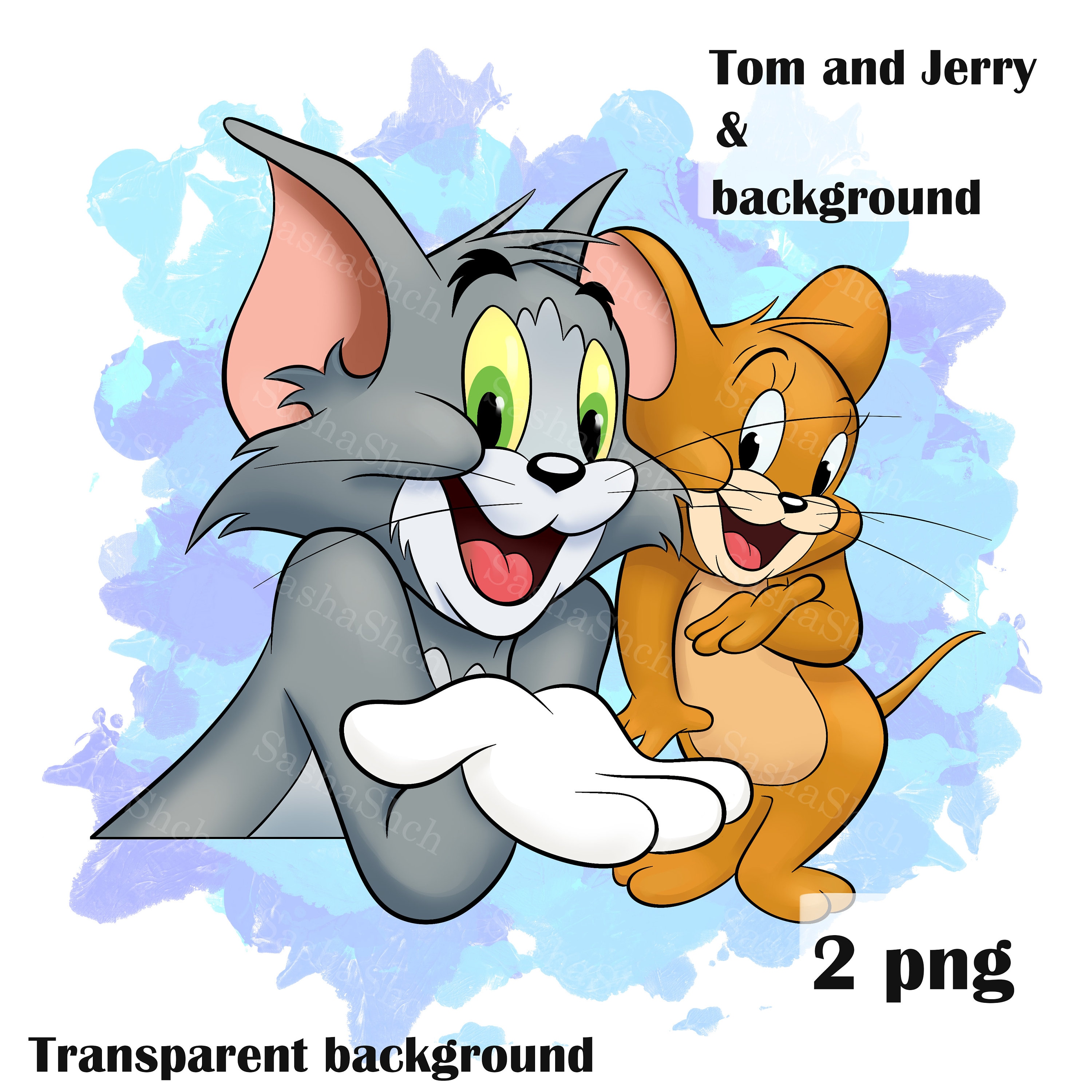 Tom and Jerry PNG, Digital Product, Color Illustrations, Tom and