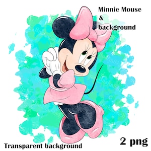 Minnie Mouse PNG, Minnie clipart, Minnie Mouse acuarela clipart, Minnie png, Pink Minnie mouse png