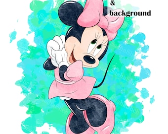 Minnie Mouse PNG, Minnie  clipart, Minnie Mouse watercolor clipart, Minnie png, Pink Minnie mouse png