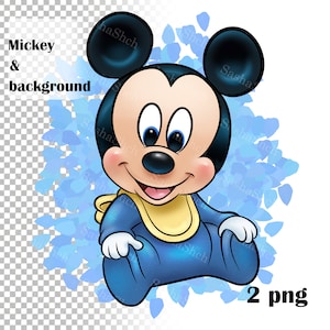 Bébé Mickey Mouse Clipart PNG – Téléchargement numérique, personnage de dessin animé pour scrapbooking et imprimables