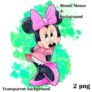 Minnie Mouse PNG, Minnie  clipart, Minnie Mouse watercolor clipart, Minnie png, Pink Minnie mouse png