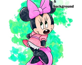 Minnie Mouse PNG, Minnie  clipart, Minnie Mouse watercolor clipart, Minnie png, Pink Minnie mouse png