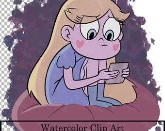 Princess Star, Star vs the Forces of Evil PNG, clipart, watercolor picture, for print ,Cartoon character , Star Butterfly