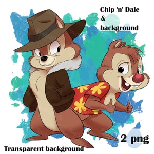 Chip and Dale PNG, digital product, color illustrations, Chip and Dale clipart for print, Cartoon character, instant download, Chip and Dale