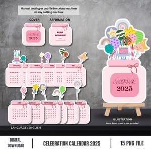 Celebration desk calendar, Celebration calendar 2025, calendar template, Printable calendar, Mini Desk calendar 2025, Calendar 2025