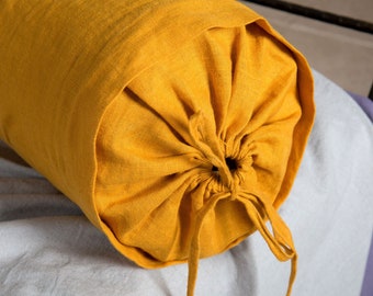 Natural Organic Medium weight Linen Bolster Case for Pillow Neck Roll Eco-Friendly Flax