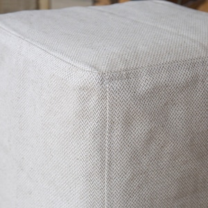 Pure Linen pouf cover Square foot stool case Pouf Ottoman flax slipcover Eco-Friendly material furniture for home