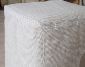 Pure Linen pouf cover Square foot stool case Pouf Ottoman flax slipcover Eco-Friendly material furniture for home