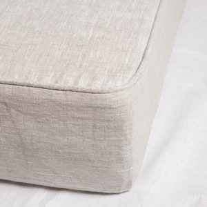 Natural 100% linen slipcover with cord welting — zippered and suitable for daybeds, mattresses, or futons. Any size!