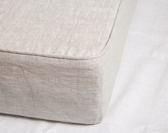 Natural 100% linen slipcover with cord welting — zippered and suitable for daybeds, mattresses, or futons. Any size!