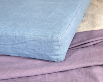 Daybed cover Medium weight 100% PURE Linen mattress cover Eco-Friendly Slipcover with Zipper Futon cover - Any size can be sewed!