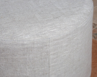 Pure Linen pouf cover Round foot stool case Pouf Ottoman flax slipcover Eco-Friendly material furniture for home