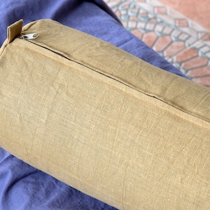 Natural Organic Medium weight Linen Bolster Case for Pillow Neck Roll Eco-Friendly Flax