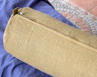 Natural Organic Medium weight Linen Bolster Case for Pillow Neck Roll Eco-Friendly Flax