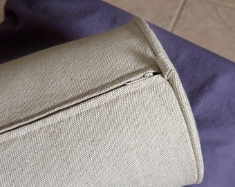 Heavy Linen Bolster Cover with the cord Eco-Friendly Pillow case Natural Slipcover with Piping and zipper