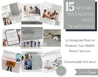 15 notarispostsjablonen voor Instagram | Sociale mediaposts voor mobiele notaris | Ondertekenaar notaris | Canvassjablonen | Digitale download
