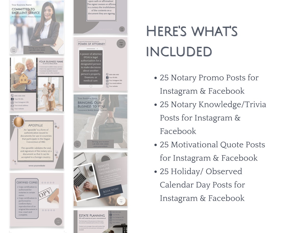 Notary Posts Notary Social Media Bundle | Instagram and Facebook Post Templates ...