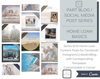 10-delige socialmediaserie: notarissen, hypotheekadviseurs, makelaars | Hypotheekartikelen|  Instagram/Facebook/LinkedIn/Blog | Canvas/Word