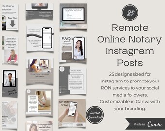 25 externe online notarissjablonen voor Instagram | Social media-berichten van RON Notaris | Ondertekenaar RON | Canvassjablonen | Digitale download