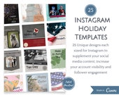 25 Holiday Templates Instagram | Calendar |Social Media Templates| Business or Personal Social Media | Canva Templates | Digital Download