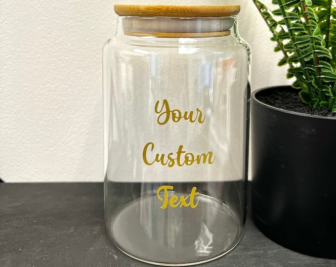 6 Custom Jar for Kitchen or Bathroom Decor, Glass Bathroom Jars