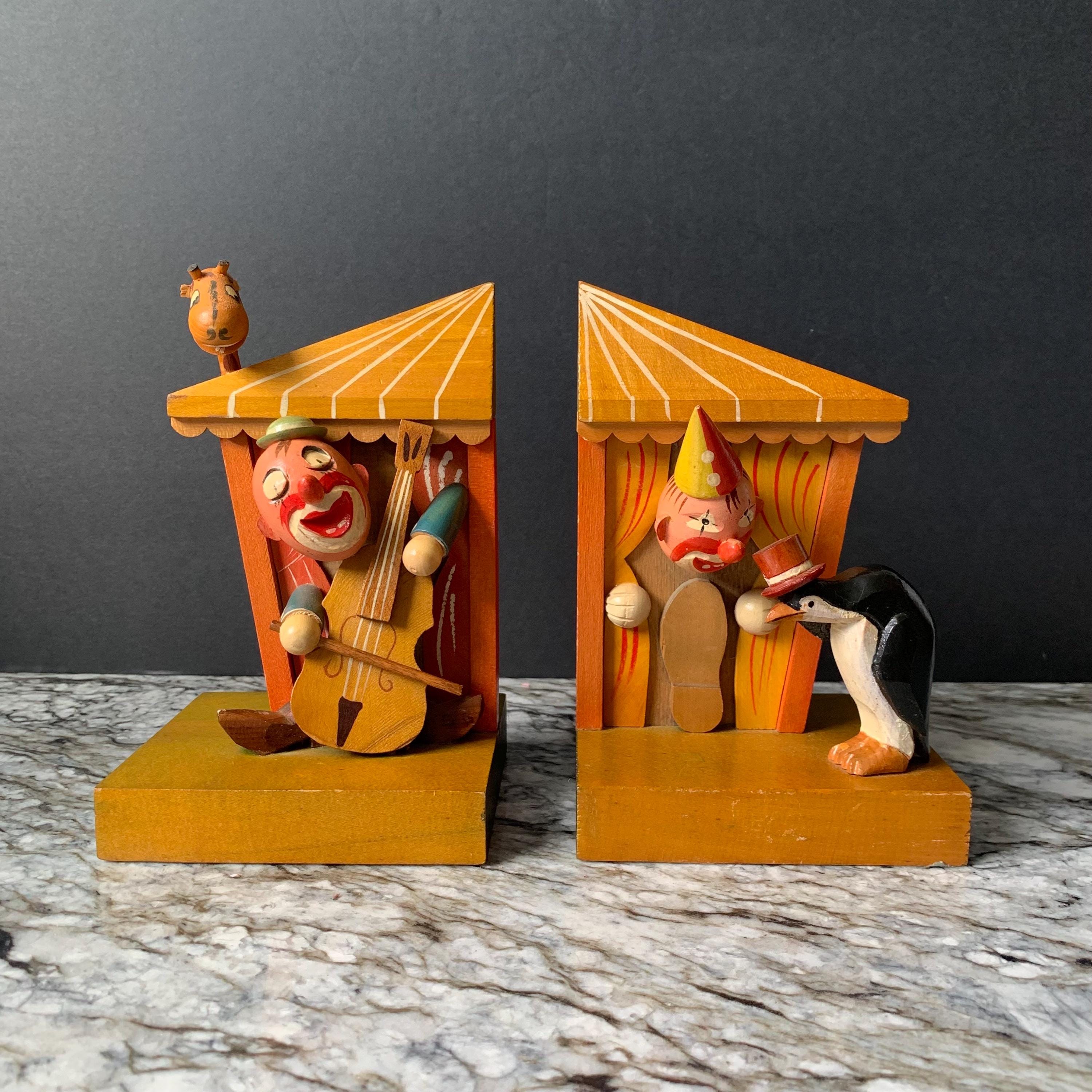 1940 Brass Clown Head Bookends クラウンヘッド 1940 Brass Clown