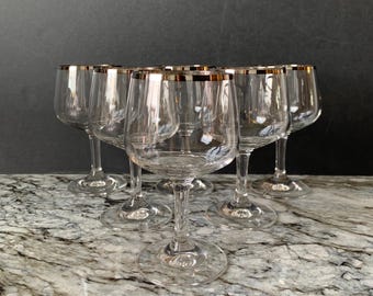 Schott-Zwiesel Platinum Rim Wine Glasses Set of 6: Vintage Tritan Crystal Stemware Germany