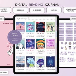 Digital Reading journal, Portrait Reading Journal, Reading Planner, Reading Templates, Pastel Reading Journal for Goodnotes and Notability