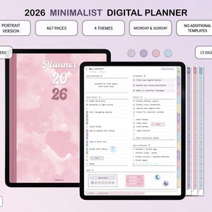 2026 Digital Planner for iPad : Minimalist Portrait Pastel Theme
