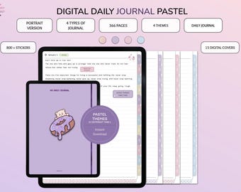 Digital Daily Journal, Daily Journal for GoodNotes, Minimalist Journal, Portrait Daily Journal, Daily Journal Pastel Themes, Diary Journal