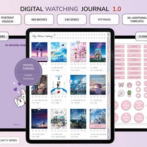 Può includere: Diario di visione digitale 1.0 con temi pastello, 480 film, 240 serie, 879 pagine, 300+ adesivi e 15 copertine digitali. Progettato per il monitoraggio di film e serie TV.