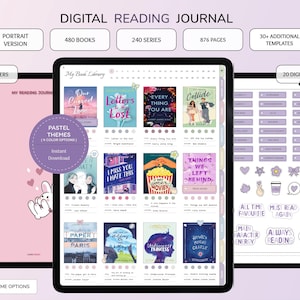 Digital Reading journal, Portrait Reading Journal, Reading Planner, Reading Templates, Pastel Reading Journal for Goodnotes and Notability
